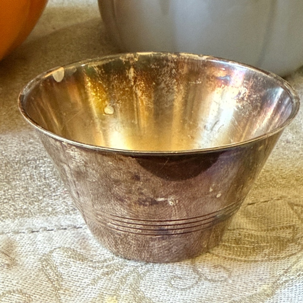 Vintage LW MS made in Germany silverplate metal small trinket Bowl